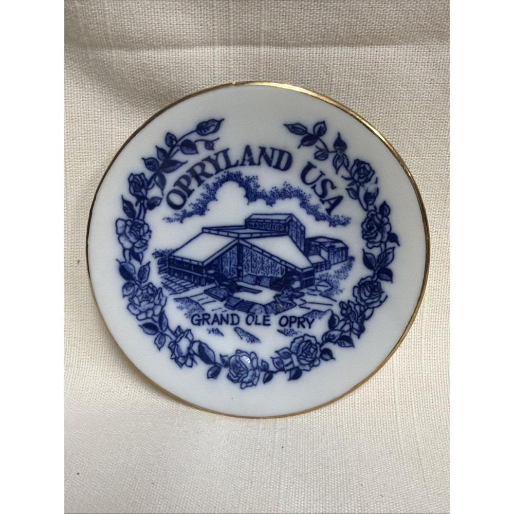 Vintage NASHVILLE, TN‎ Grand Ole Opry/Opryland Cobalt Blue/White Plate Gold Trim